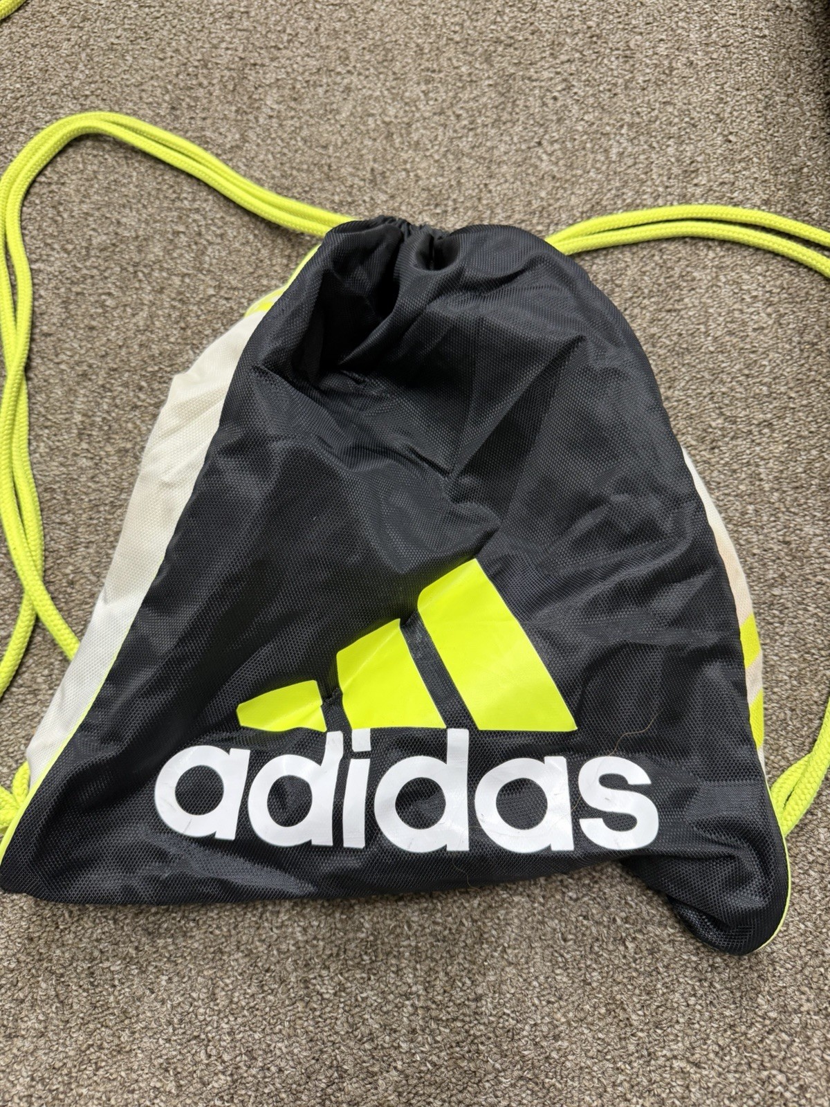 Adidas Drawstring Sackpack Black & Neon Green Backpack Gym Bag SKU:O