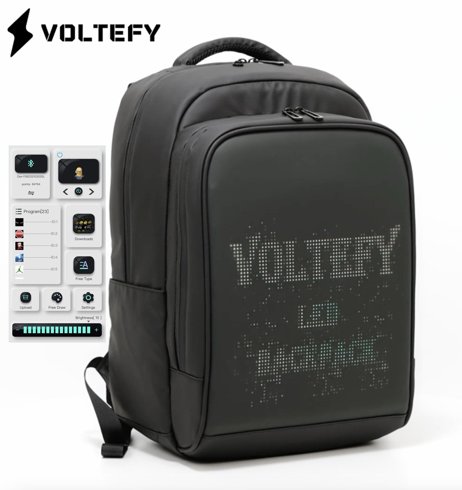 New Updated Ballistic Nylon VOLTEFY LED Backpack For Motorcycle, Mochila LED,