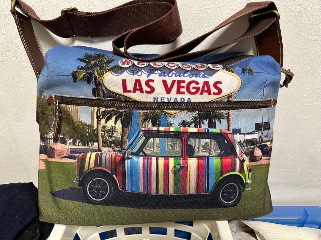 Paul Smith Las Vegas Mini Cooper Canvas Messenger Bag Multi-Stripe size 40×30cm