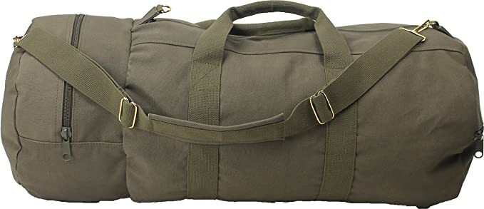 ARMYU Cotton Canvas Large Shoulder Duffle Bag Olive Drab Tote with Straps