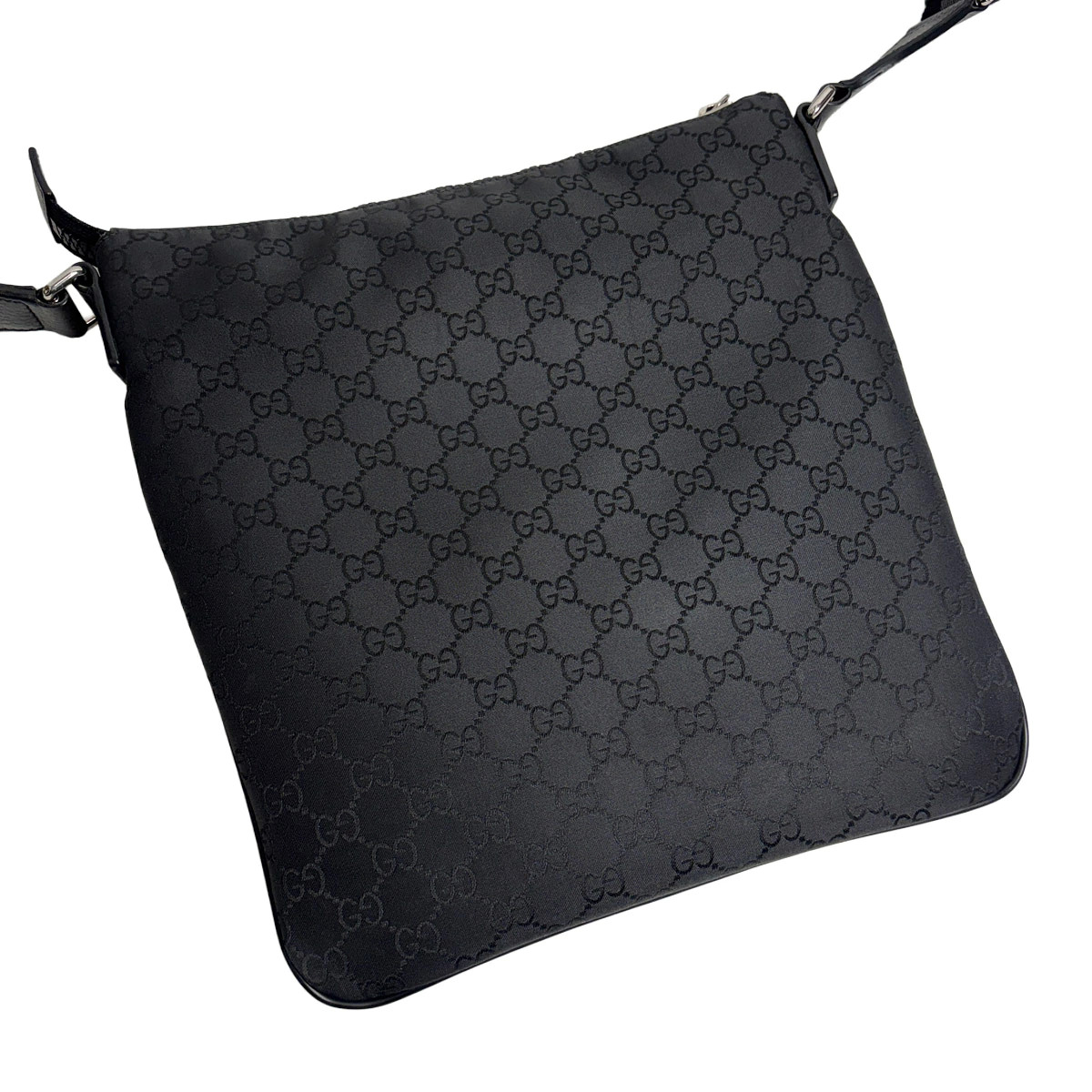 Gucci Shoulder Bag Messenger GG Nylon Black 509639 Unisex Crossbody