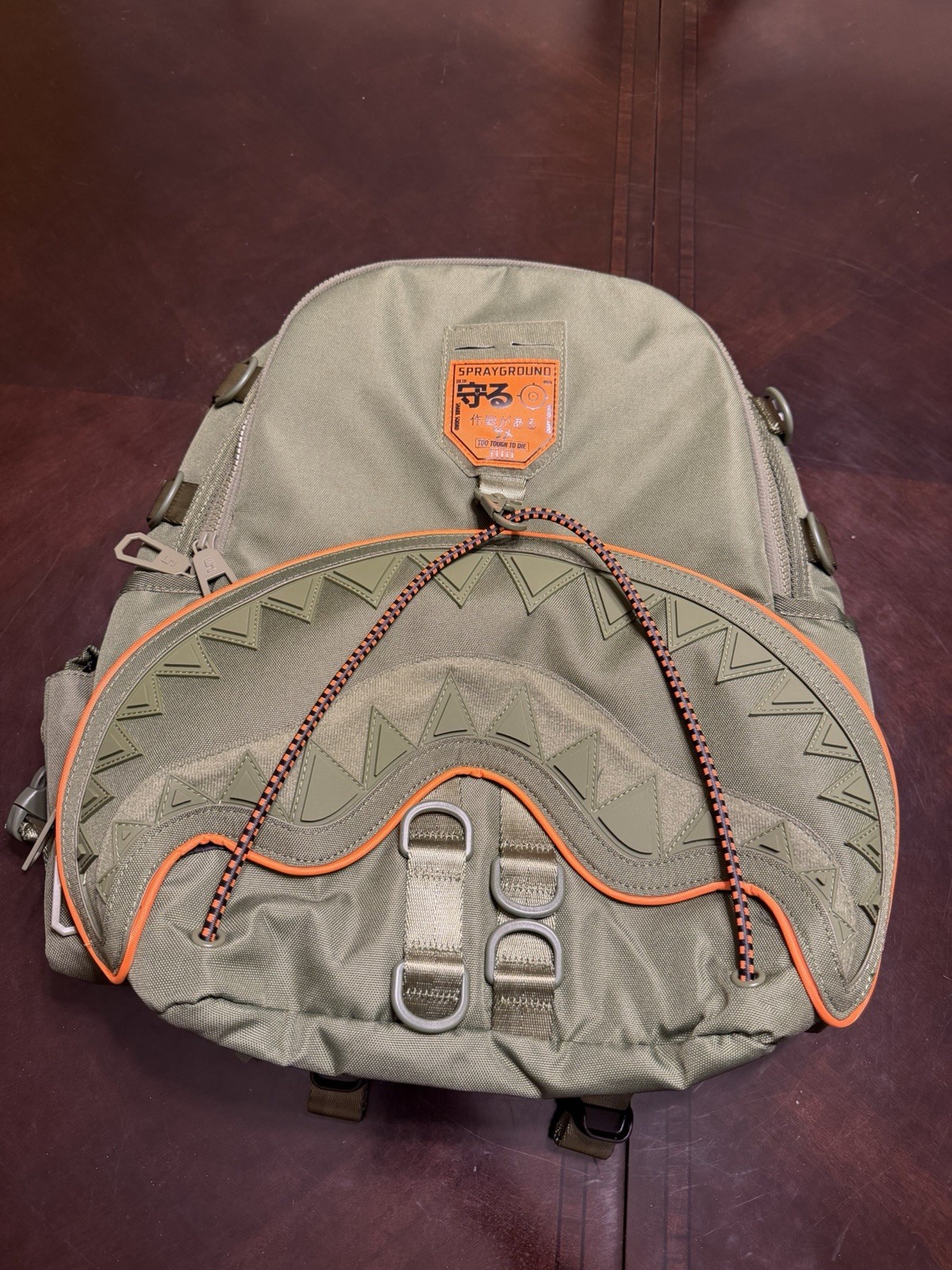 New Sprayground Special Ops Shark Squad Backpack Military Green Shark Mouth