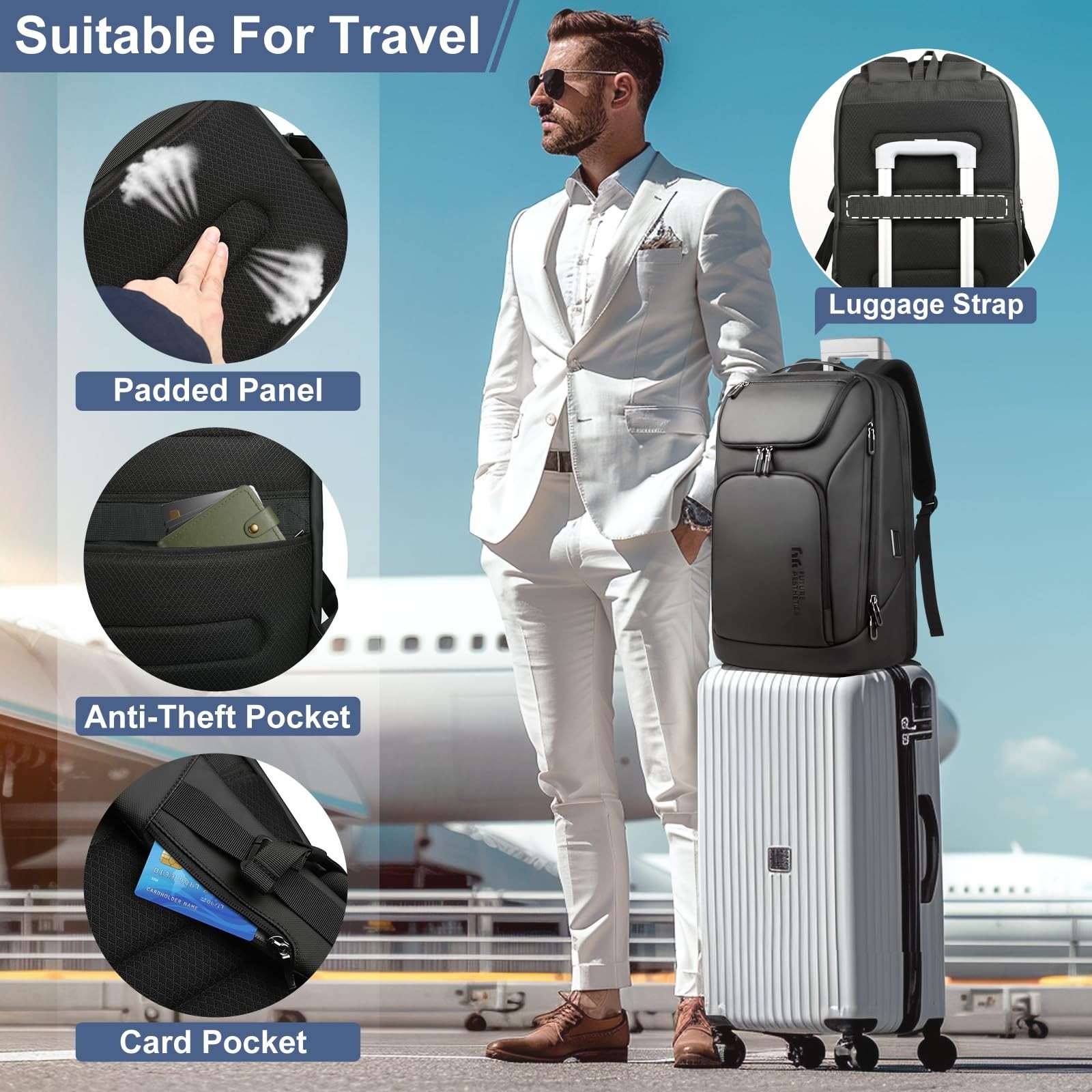 Smart Anti-Theft Business Backpack for 17.3″ Laptop, USB Charging, Water-Resista