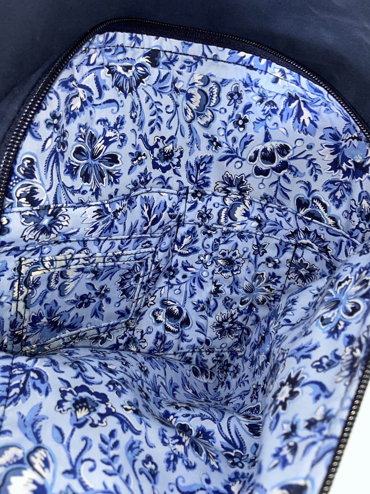 Vera Bradley Women’s Cotton Campus Backpack Classic Navy – Recycled Cotton