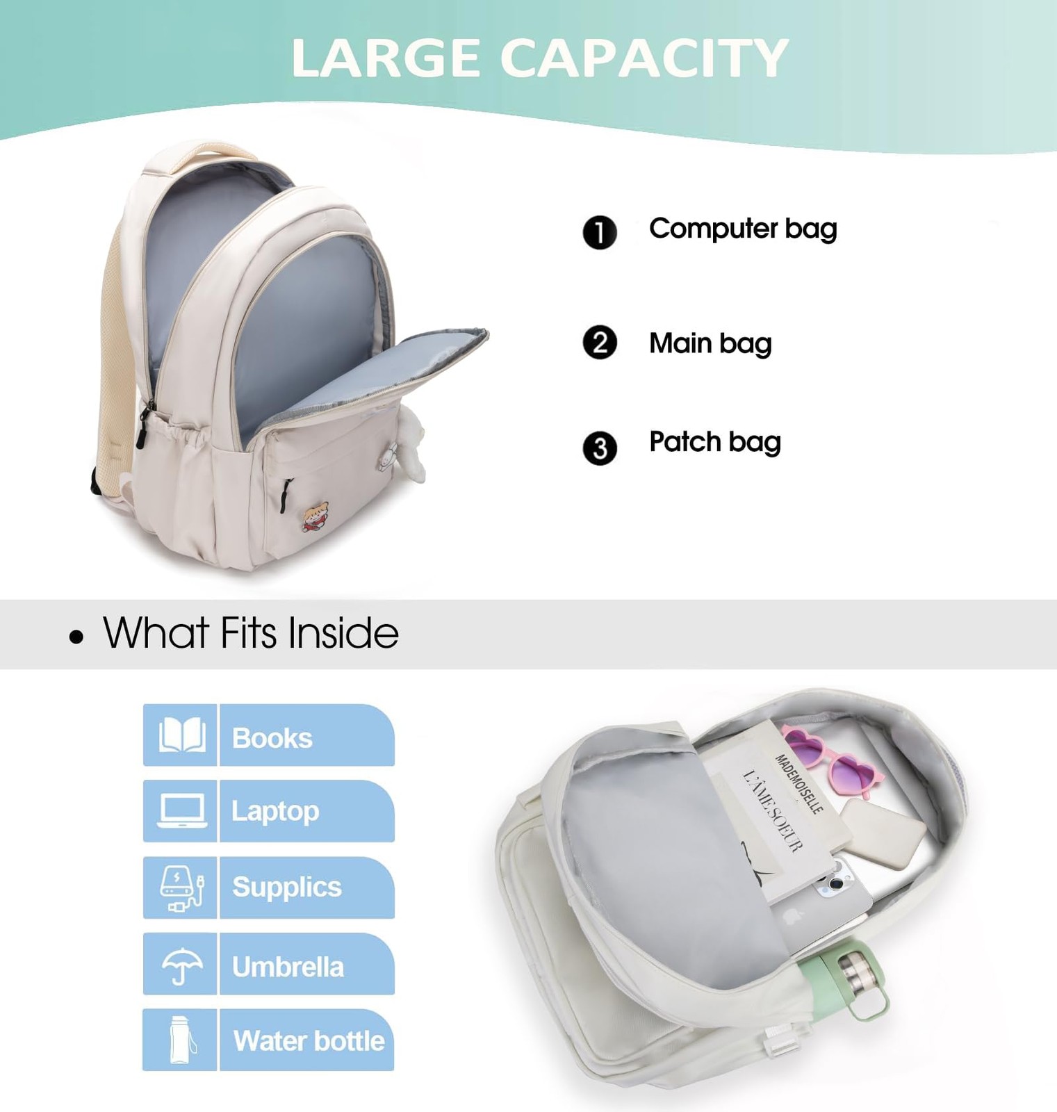 School Backpack for Teen Girls Cute Bookbag for High Middle School College Ae…