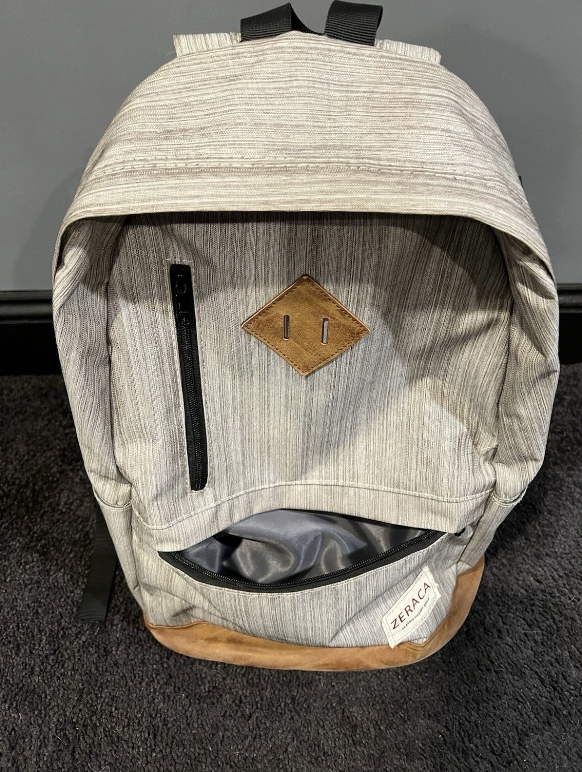 Zeraca Classic Luxury Style Grey Backpack