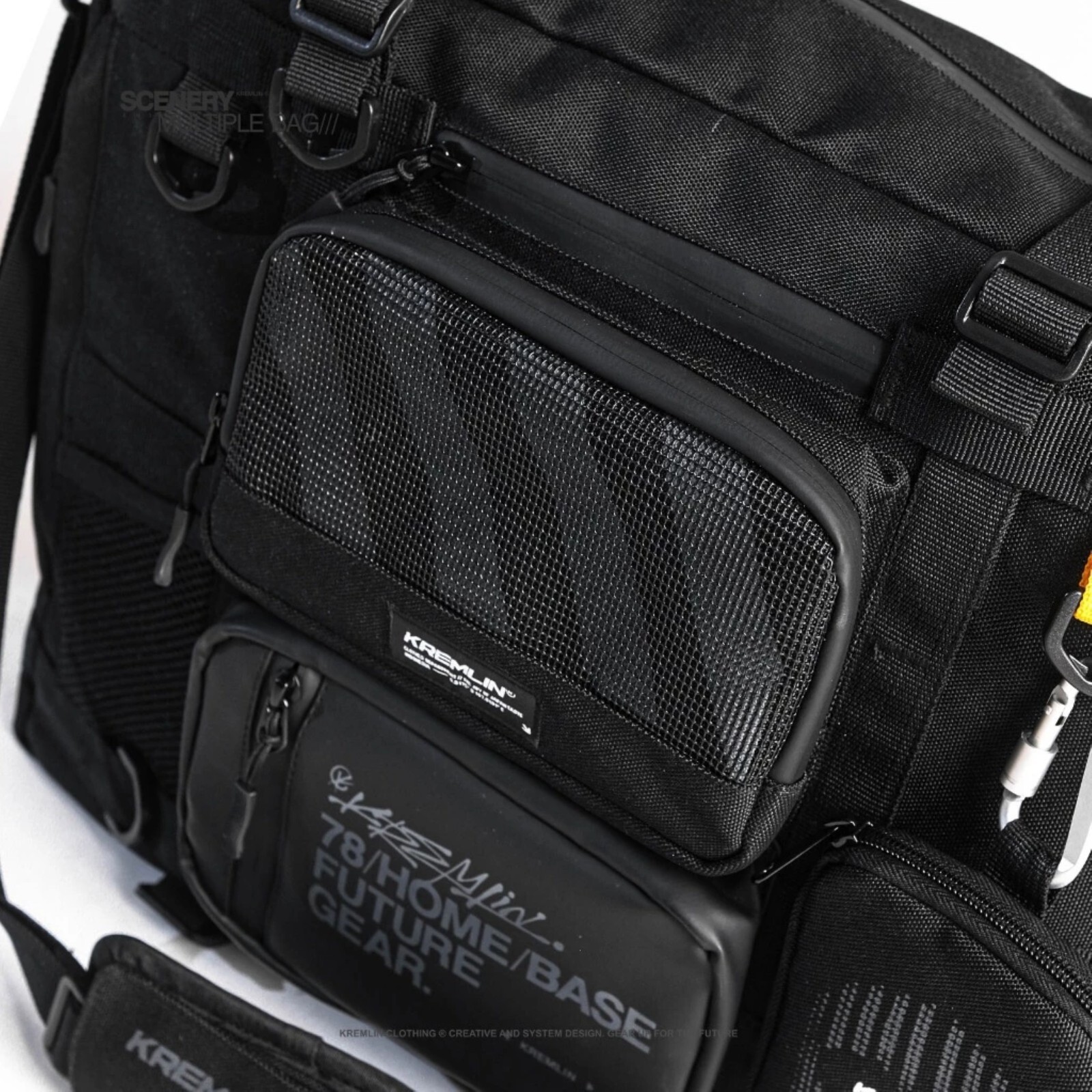 Kremlin Black Backpack Carrier Messenger Futuristic Fullzip Crossbody Scenery