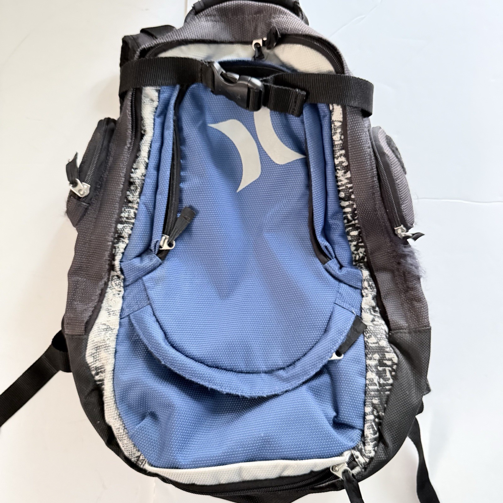 Hurley Backpack Black Blue Grey Camouflage Multi Pockets Mesh