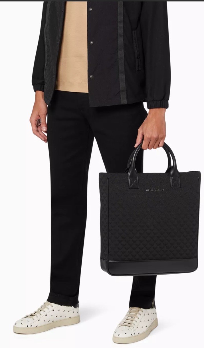 Emporio Armani Eagle Logo Tote Bag in Nylon Jacquard