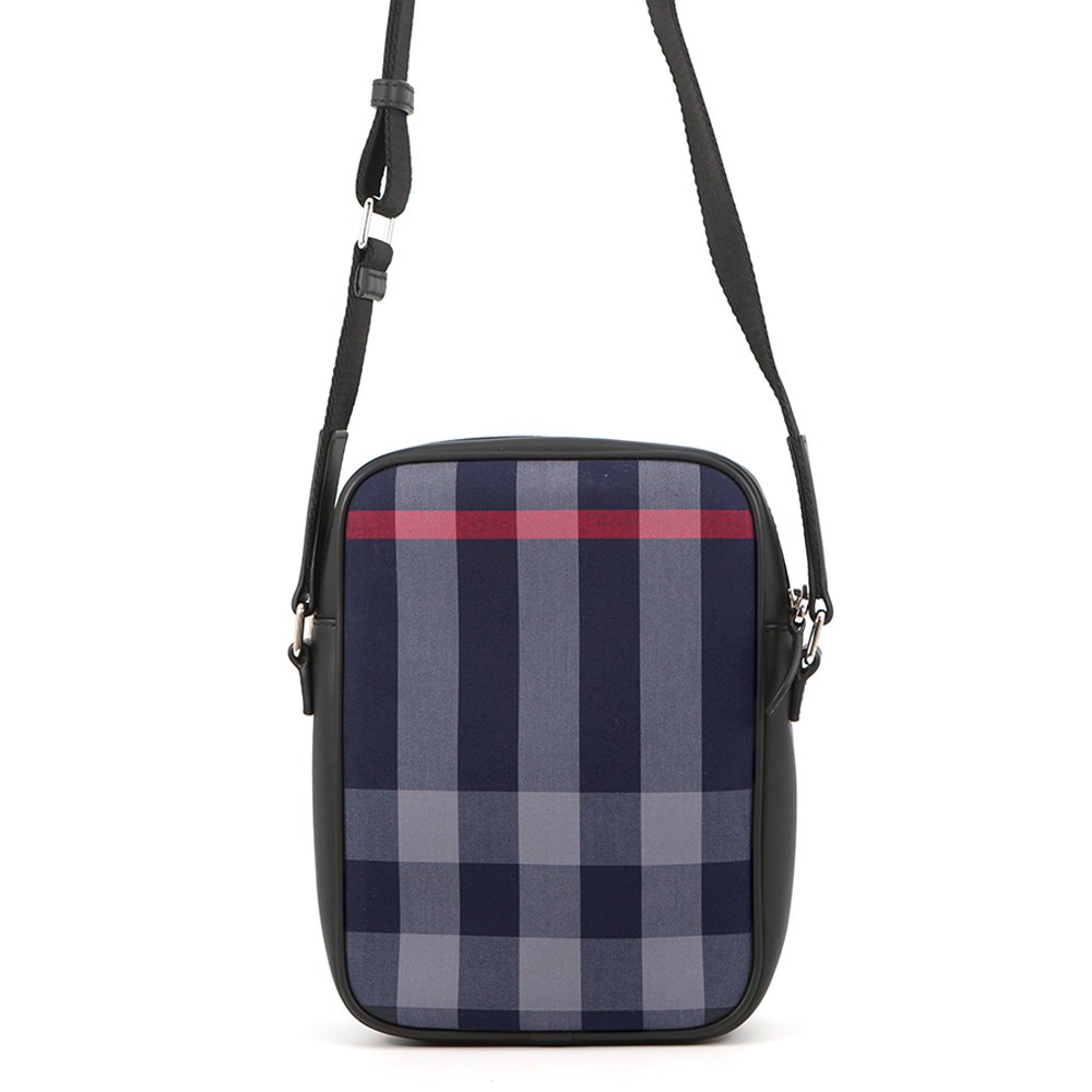 BURBERRY Super Explode Check Vertical Camera Bag Canvas/Leather Navy/Gray 80…