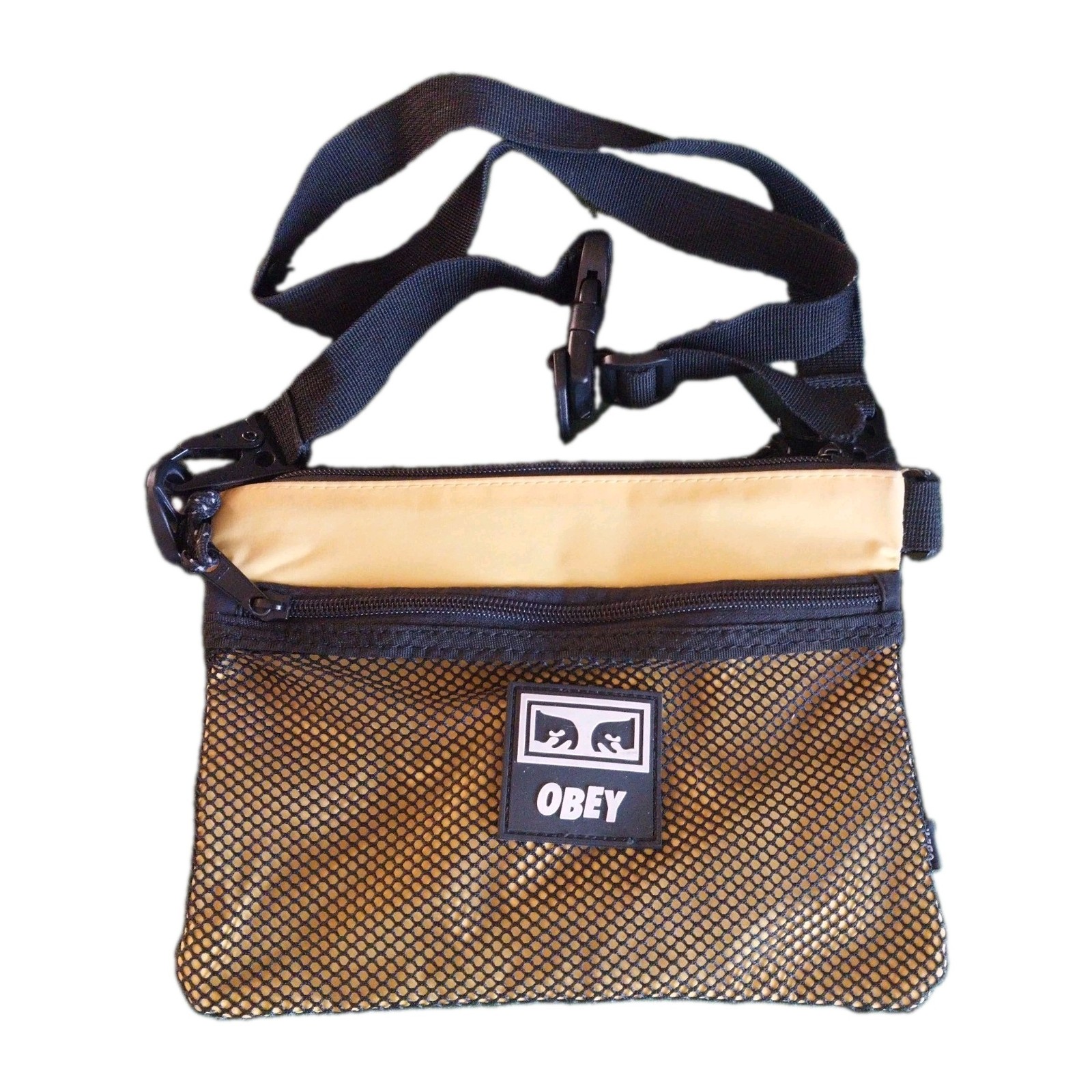 Obey Fanny Pack Yellow Waist Pack Belt Bag Zip Adjustable Strap Logo Patch