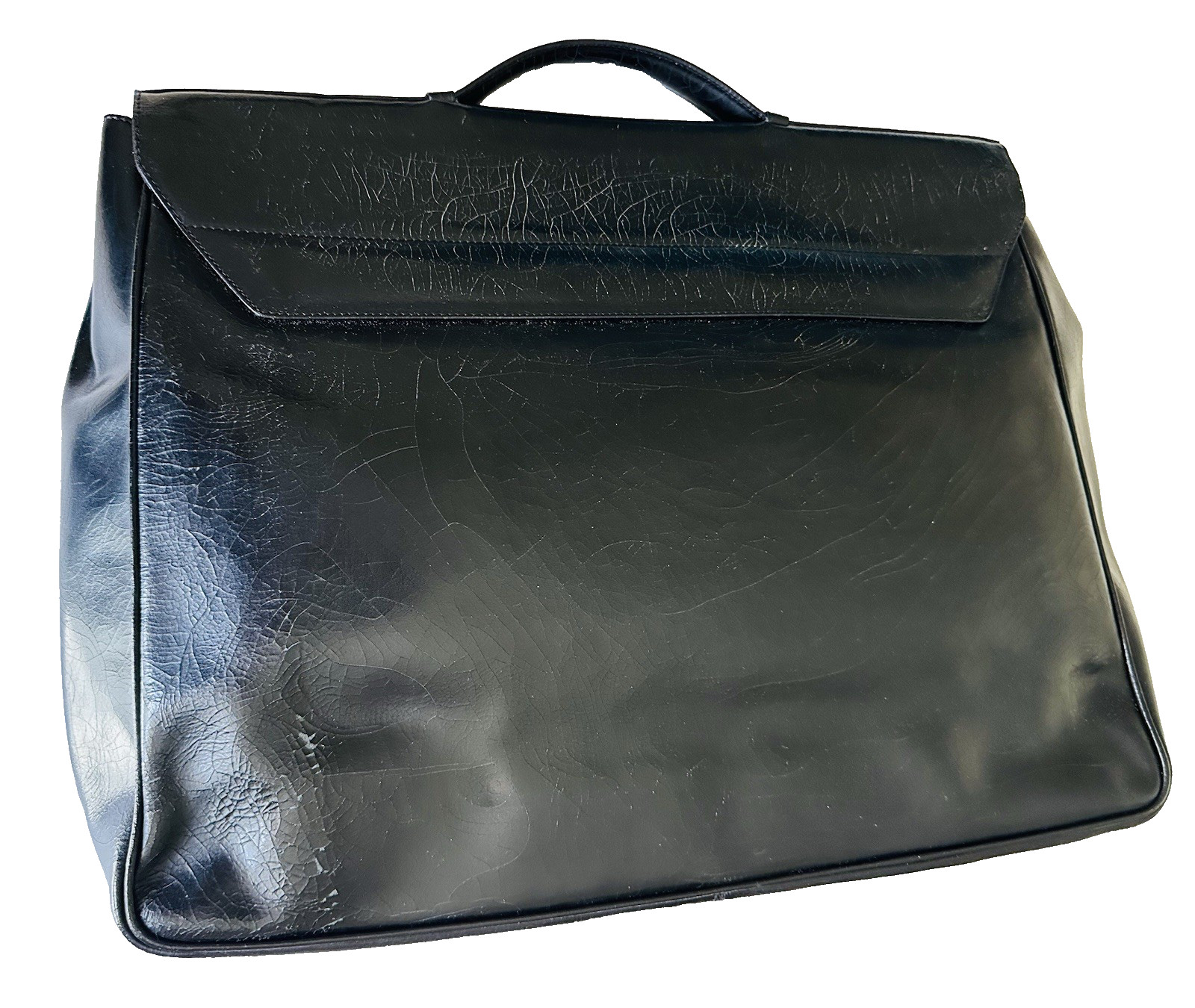 VTG EXTE Italy Black Leather 1990’s Soft Attache Briefcase Business Bag PreOwned