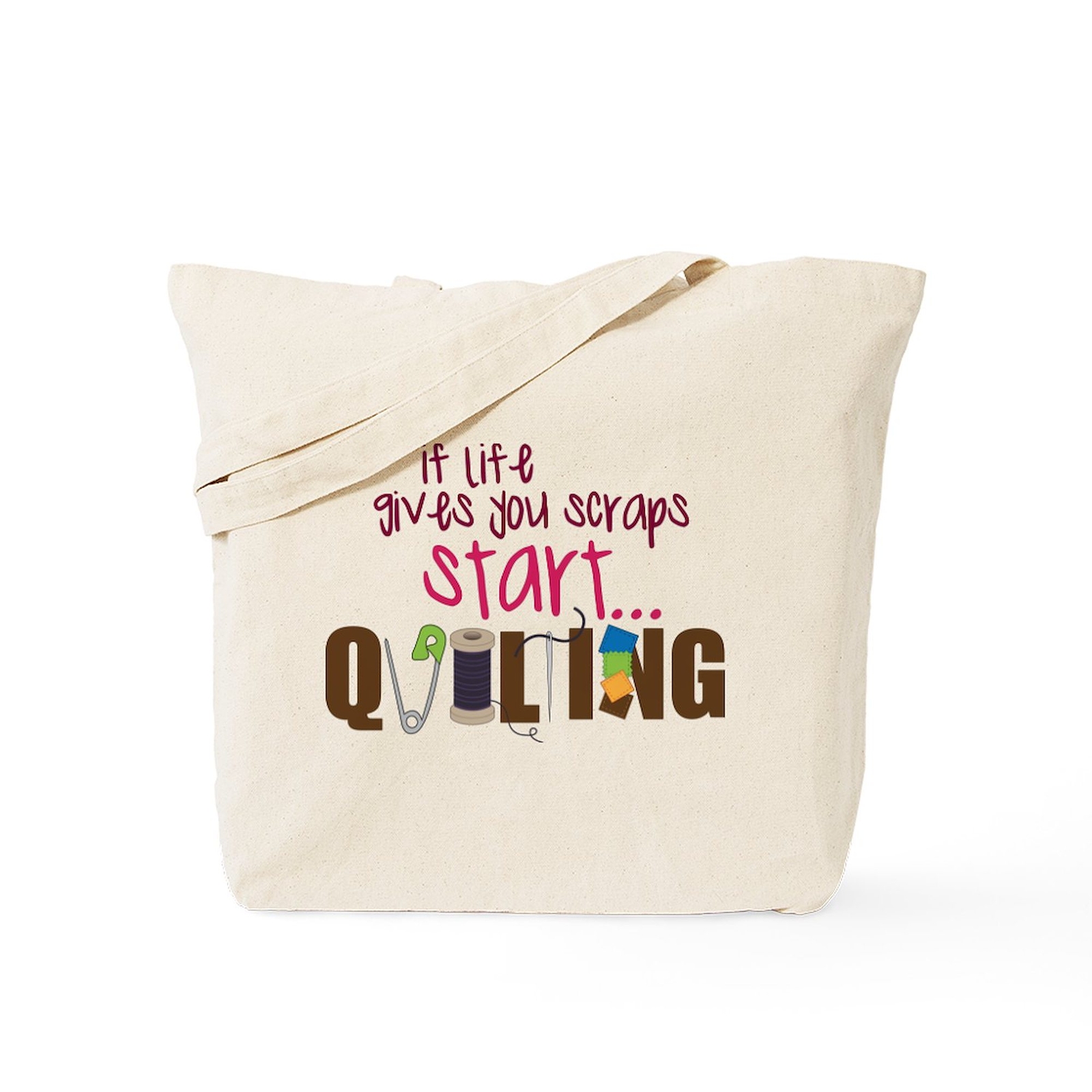 CafePress Start Quilting Natural Canvas Tote Bag, Cloth Shopping Bag (727139982)