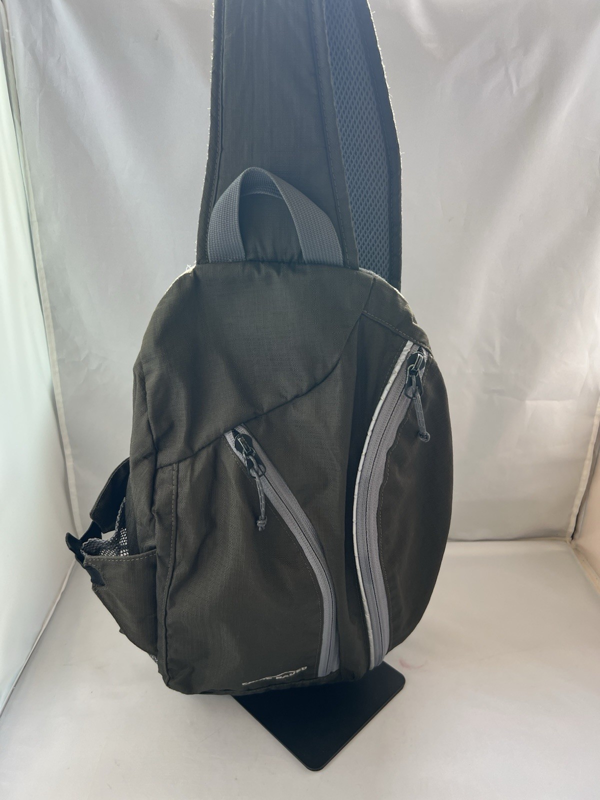 Eddie Bauer Sling Backpack Dark Gray w/Light Gray Trim Crossbody Daypack Hiking