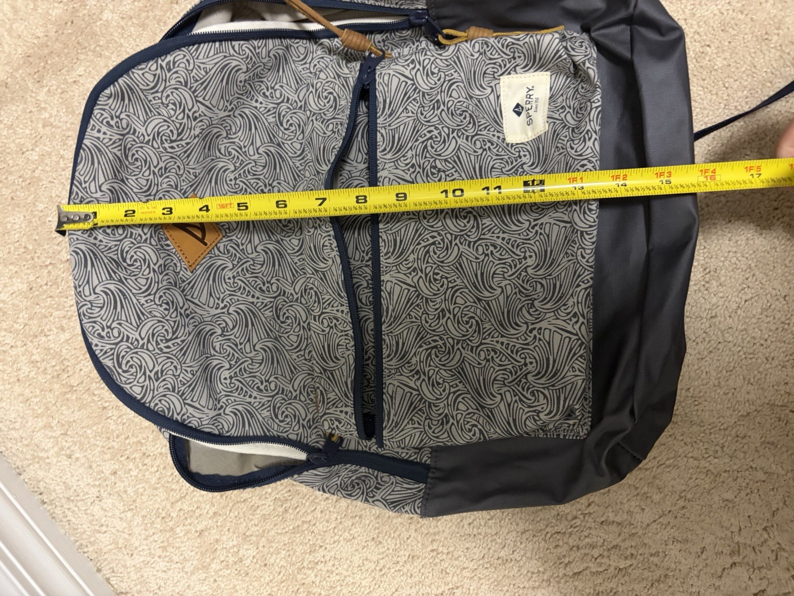 Sperry Backpack Gray Navy Waves Boat