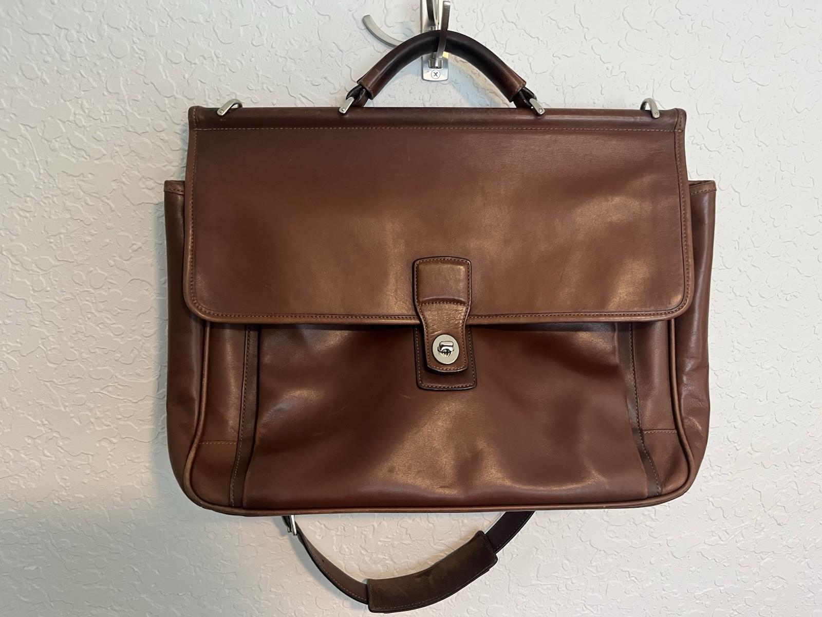 Vintage Coach Beekman Briefcase Laptop Bag Brown Leather Strap Crossbody Satchel