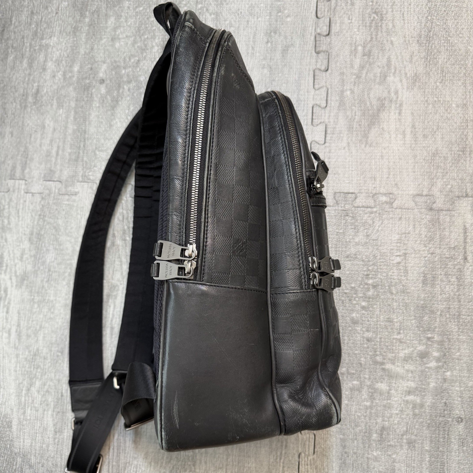 Louis Vuitton Michael NM Backpack Damier Infini Leather, Black, Worn
