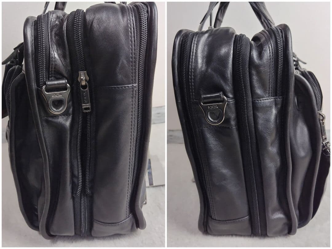 TUMI Alpha 96141D4 Black Leather Briefcase 2 Way Computer Bag Expandable A4 PC
