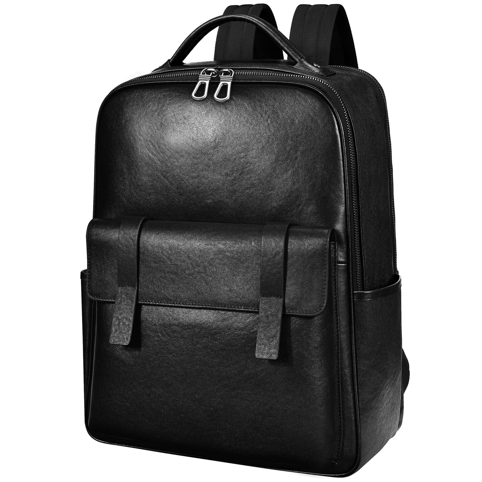 Men’s Black Leather Backpack for Work Travel, Durable Genuine Leather Laptop …