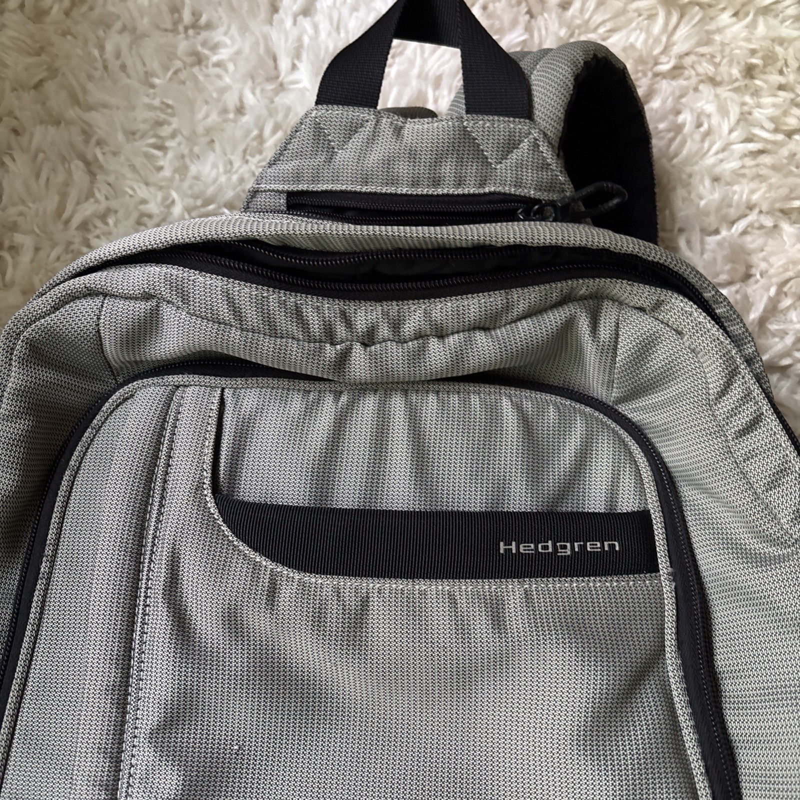 Hedgren Backpack Urban Gear Bag Gray Black 90s Y2K Streetwear Techwear Laptop