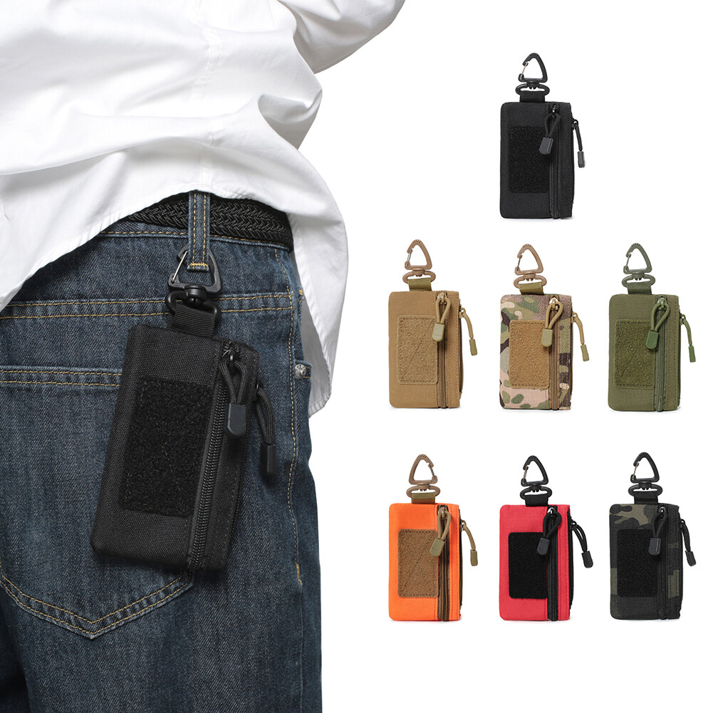 Tactical EDC Molle Pouch Key Portable Travel Zipper Belt Bag Purse Waist Wallet