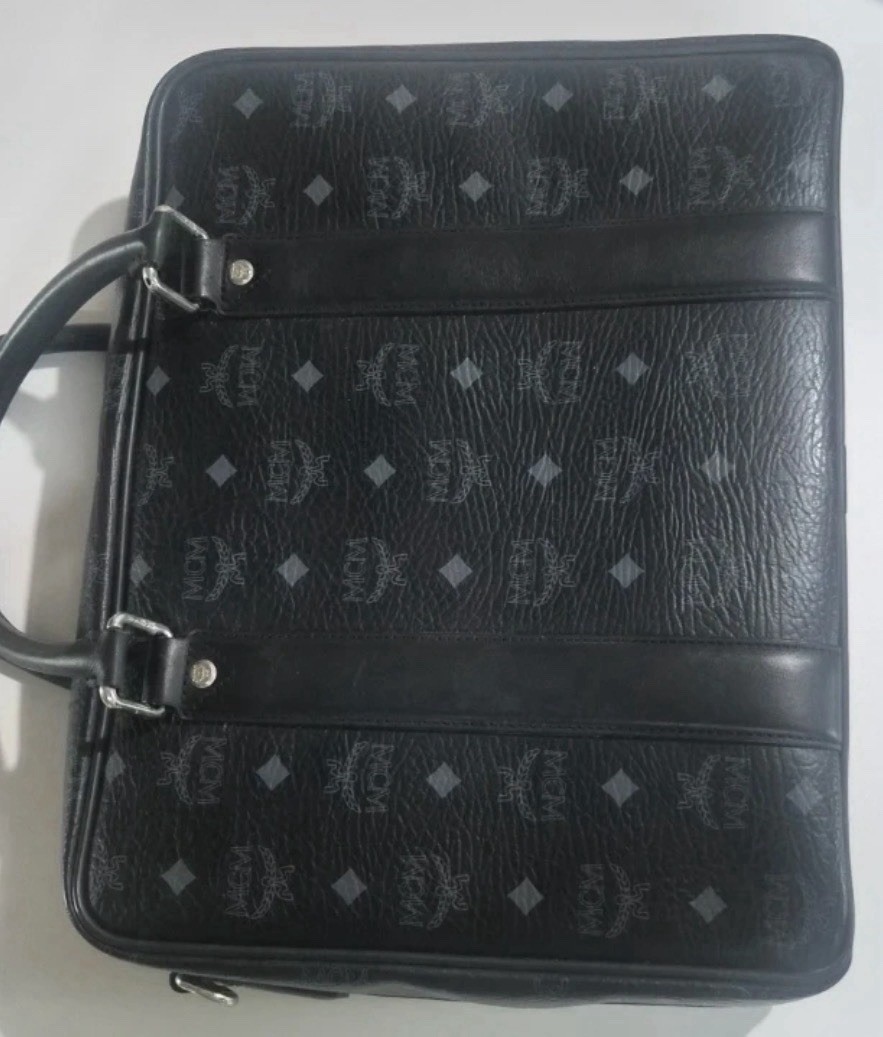 MCM Large Classic Visetos black coated canvas briefcase bag Good Condition