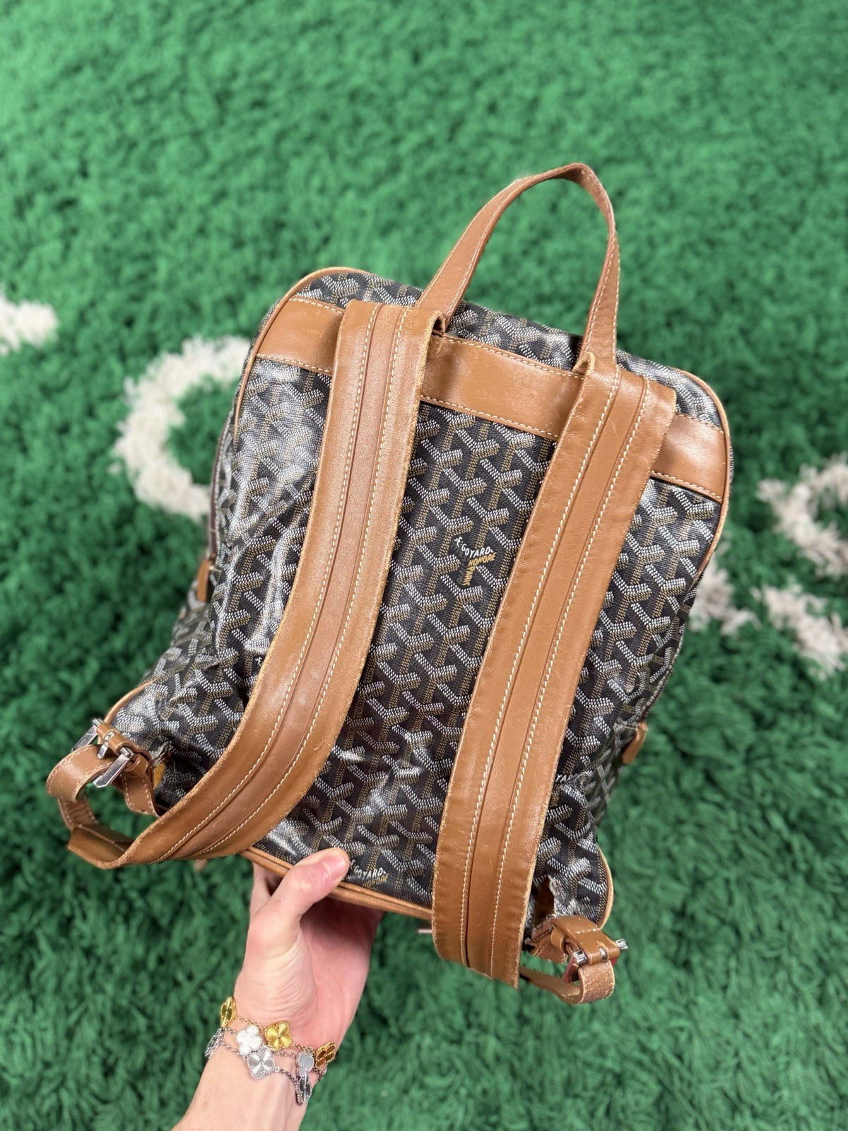 Goyard Goyardine Canvas Leather Brown Tan Men’s Backpack – SUPER RARE