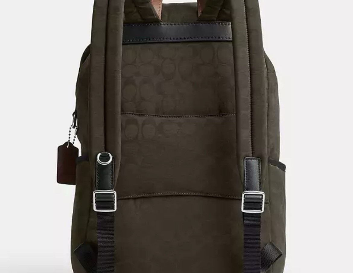 Coach Official Logan Backpack Signature Nylon CDU99 C9E Dark Moss