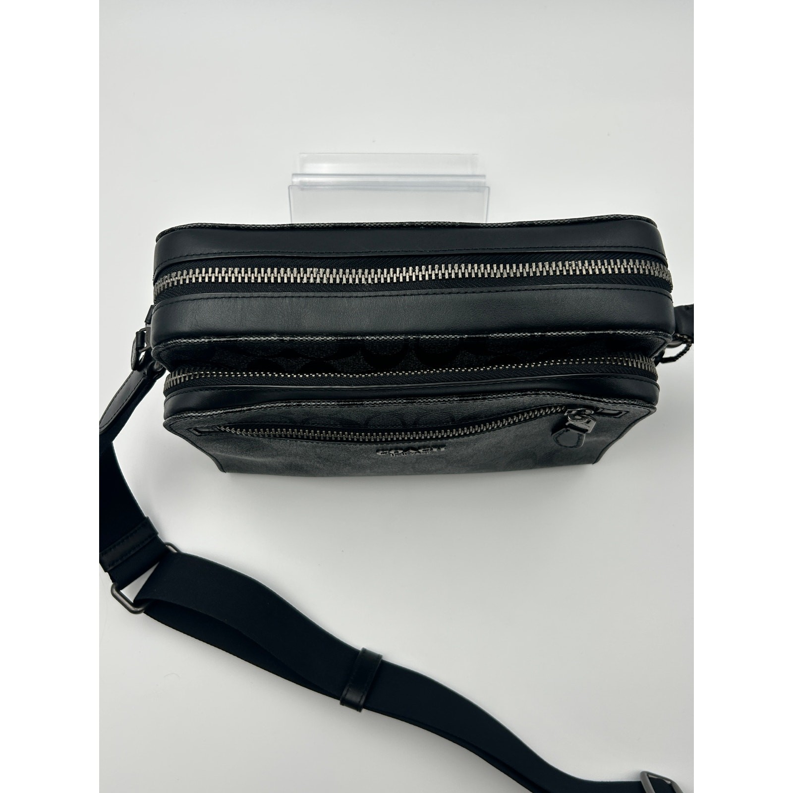 Authentic COACH 91485 West Camera Bag Signature Canvas Charcoal Black Crossbody