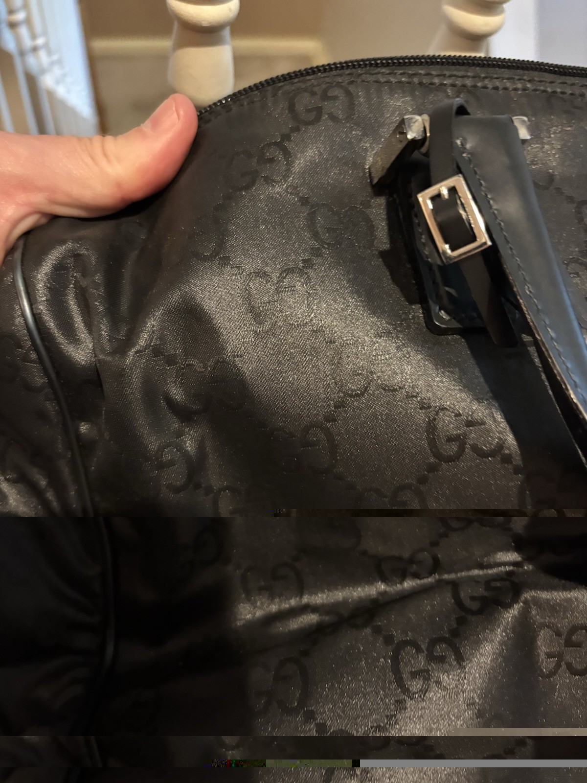 AUTHENTIC Gucci GG NYLON MONOGRAM BOSTON DUFFLE BAG TRAVEL CARRY ON 012-0383-06