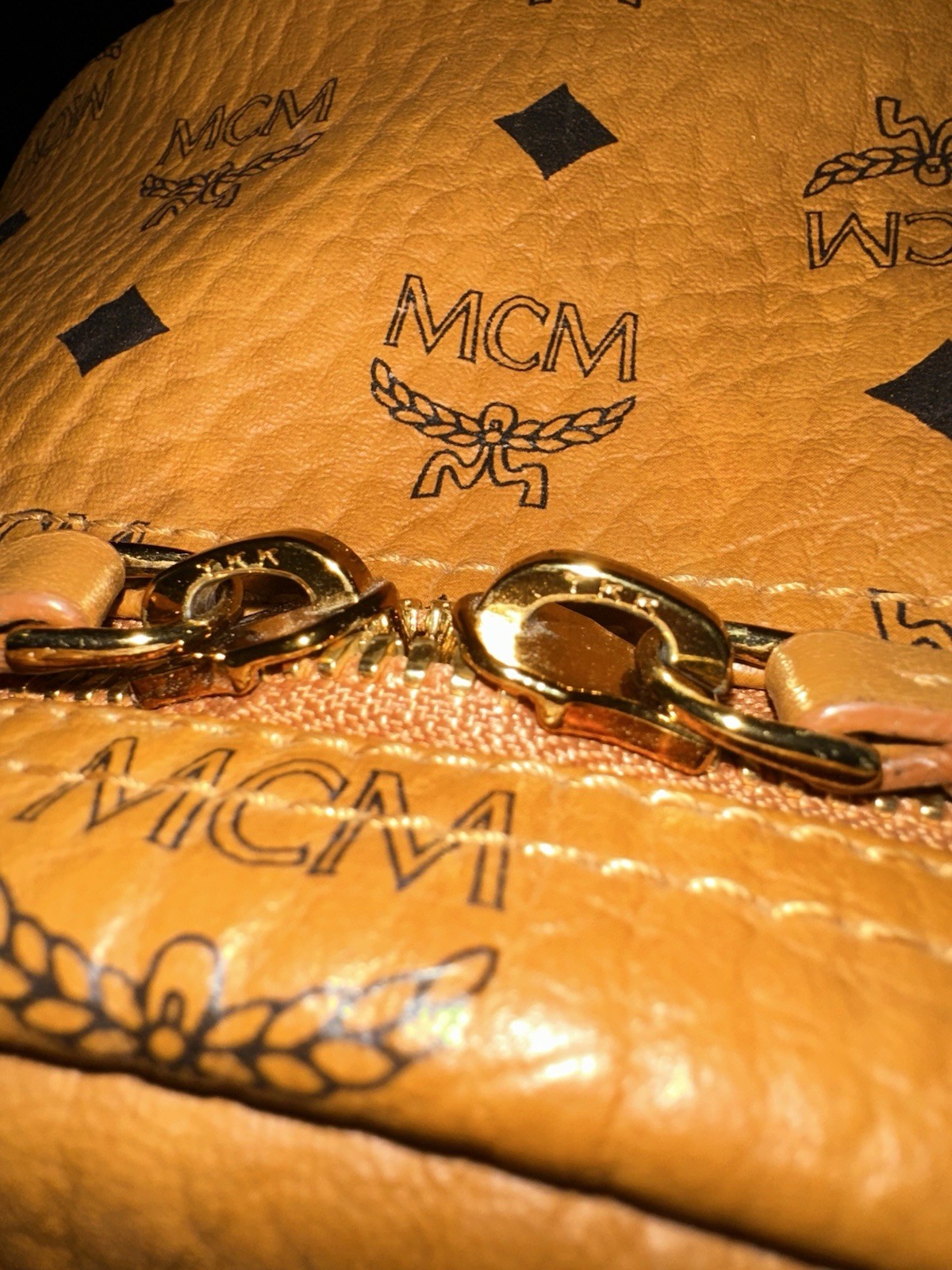 MCM Stark Backpack In Side Studded Visetos (2017) – Cognac – Medium -Barely Worn