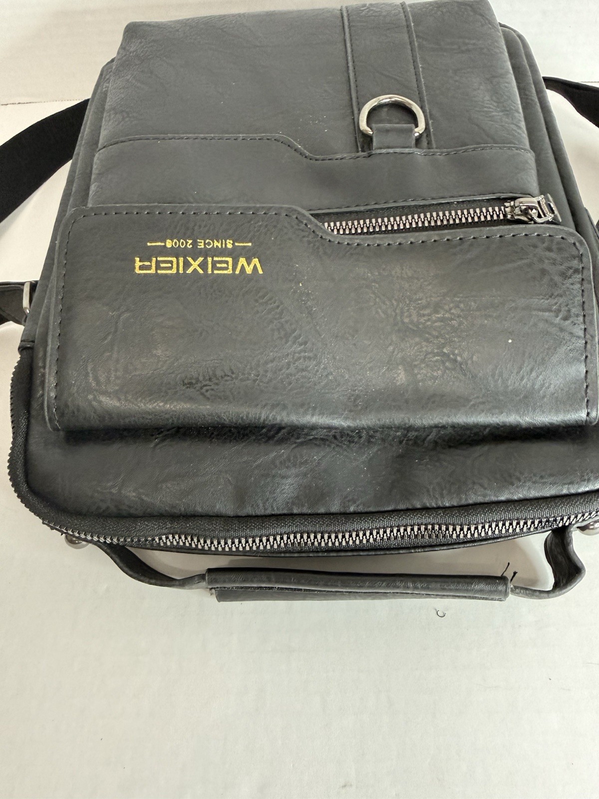 WEIXIER men’s PU leather crossbody shoulder bag Black With Zip Around Wallet