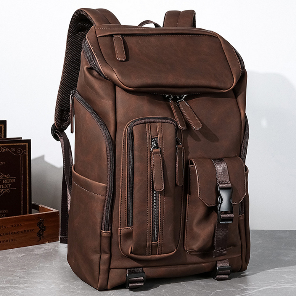 US Business Mens Genuine Leather School Backpack Laptop Travel Waterproof Bag Bo