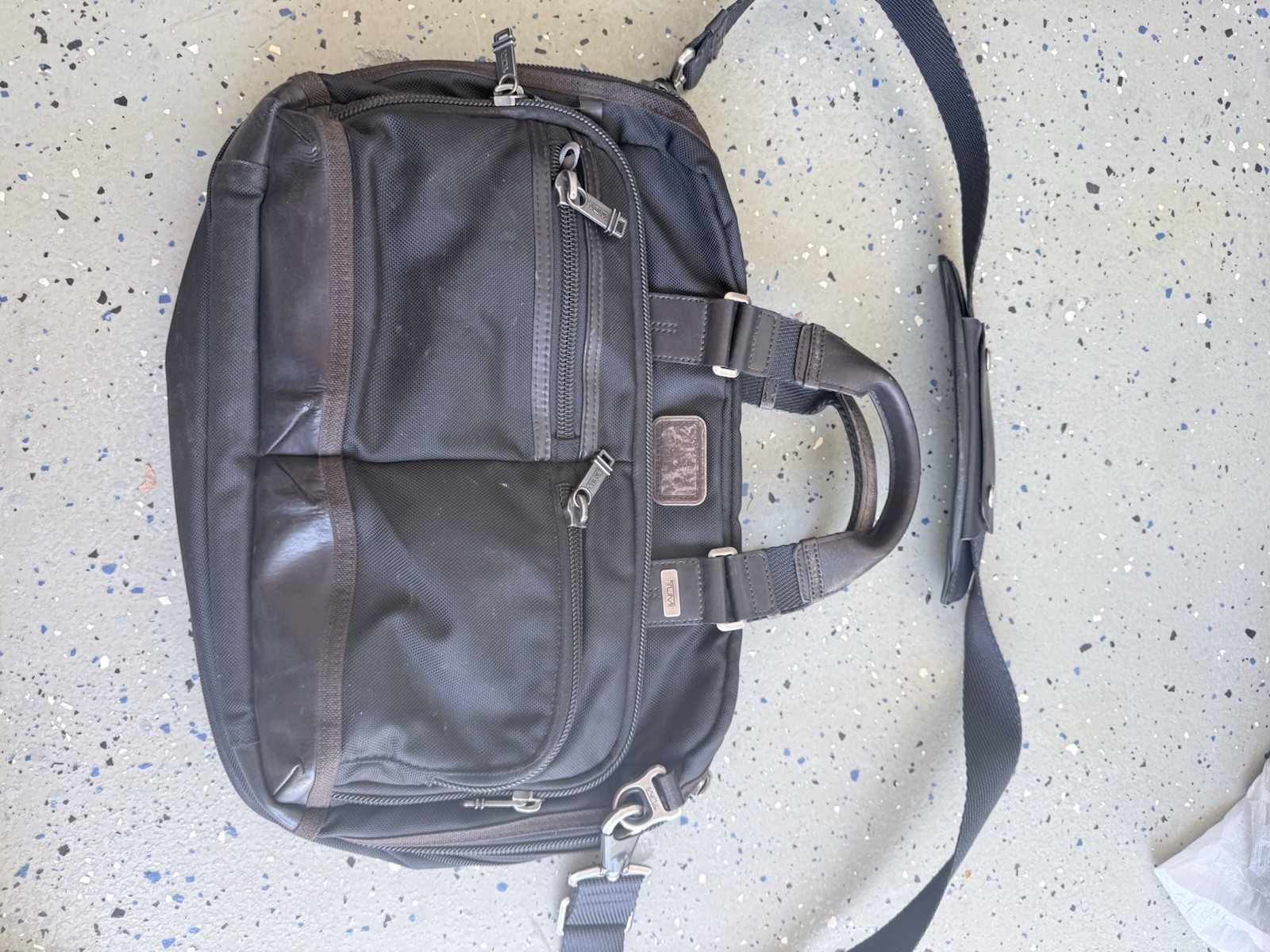 Tumi Nylon & Leather Briefcase tote Messenger Bag Medium Brown & Black