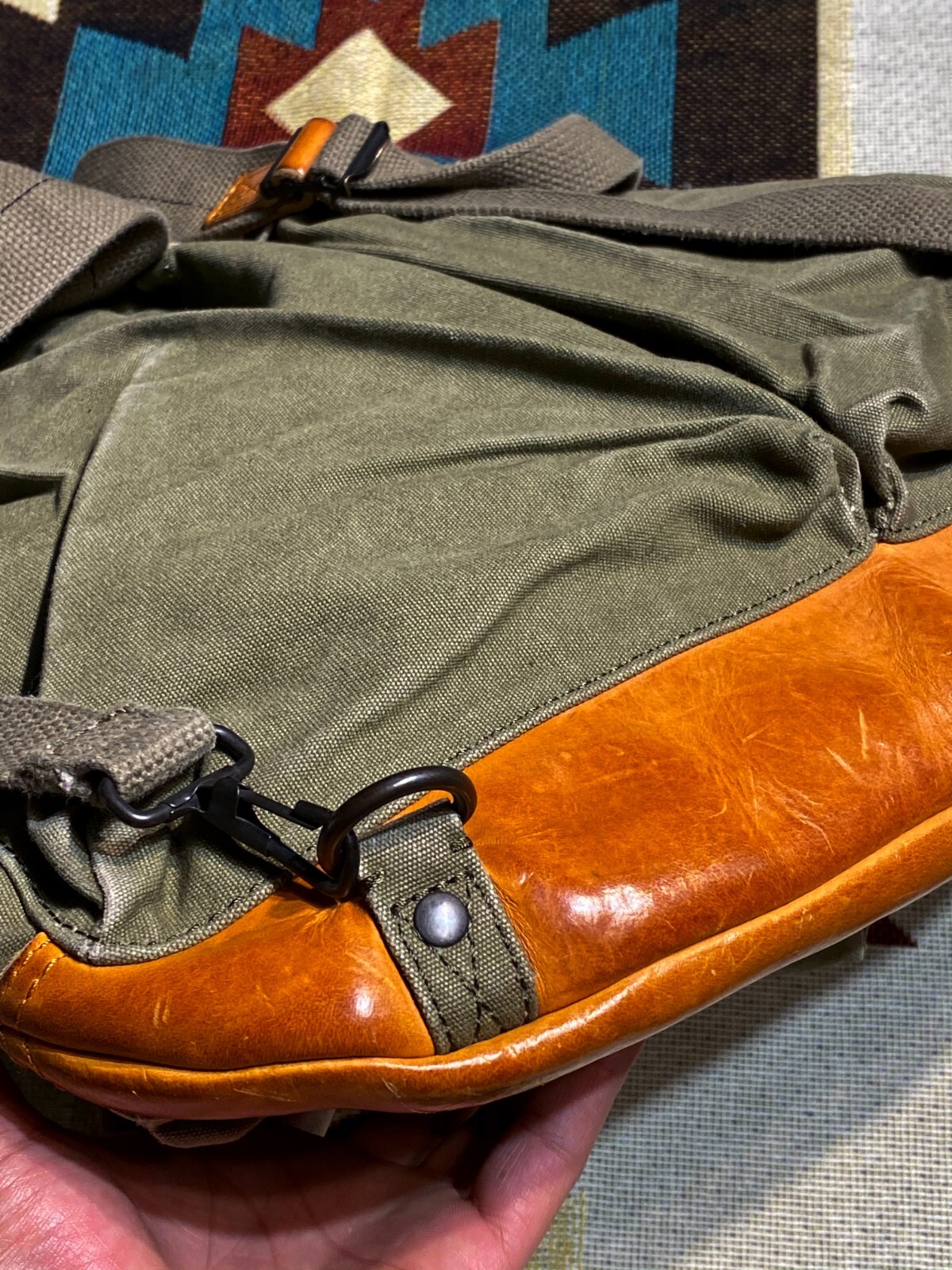 Waxed Canvas & Cowhide Handbag Backpack Unisex Retro Bomber Helmet Bag