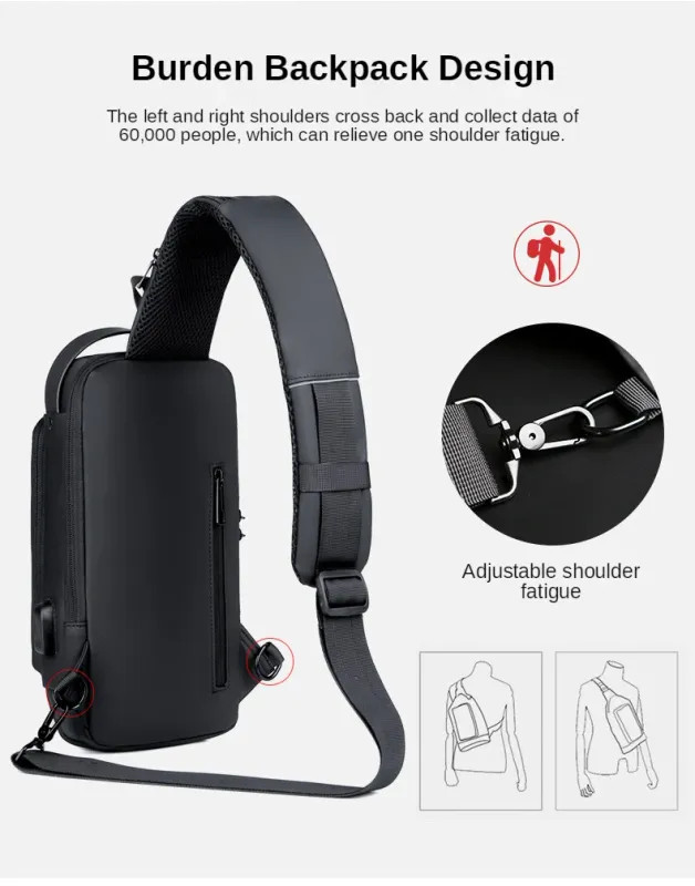 New Brand Designer Men Crossbody Bag PU Leather Classic Anti-Theft Shoulder Bag