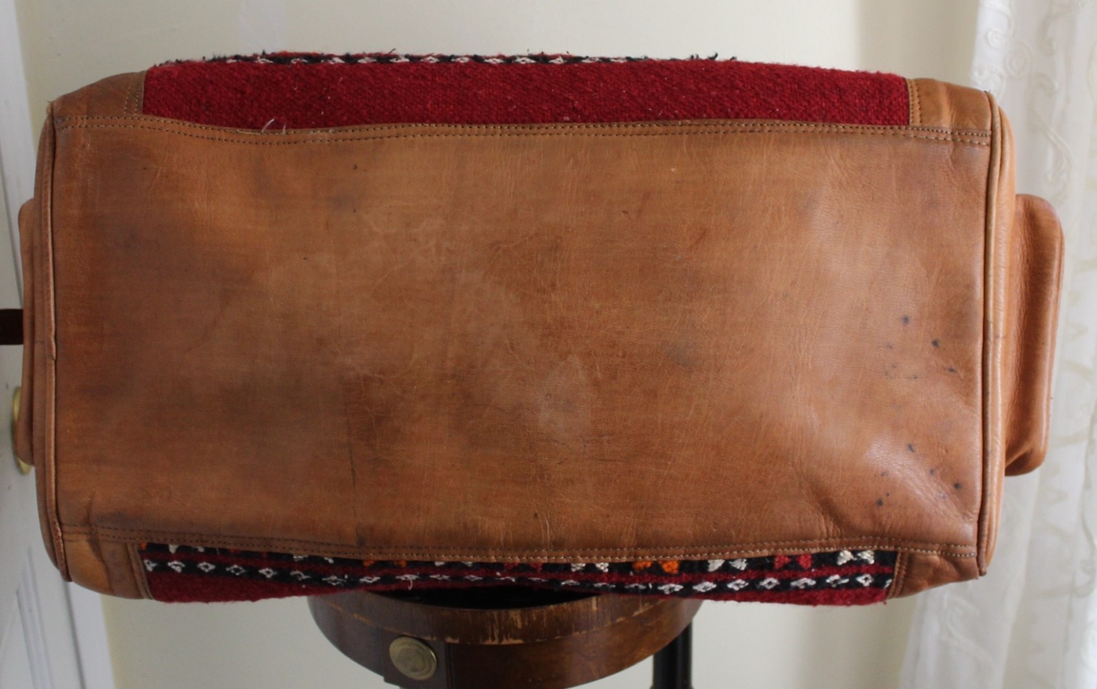 Estate COOL Handmade Moroccan leather Kilim Textile Travel duffel bag