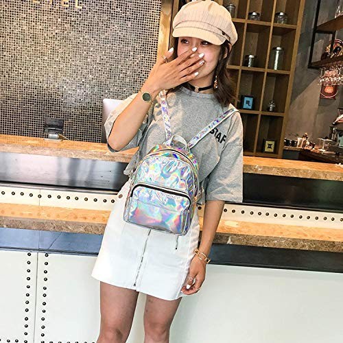 Small Holographic Rainbow Shoulder Bag Metallic Satchel Shiny Travel Daypack …