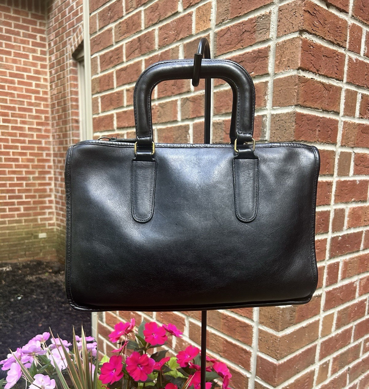 Vintage Coach Black Leather Slim Satchel, NYC Era – Rare