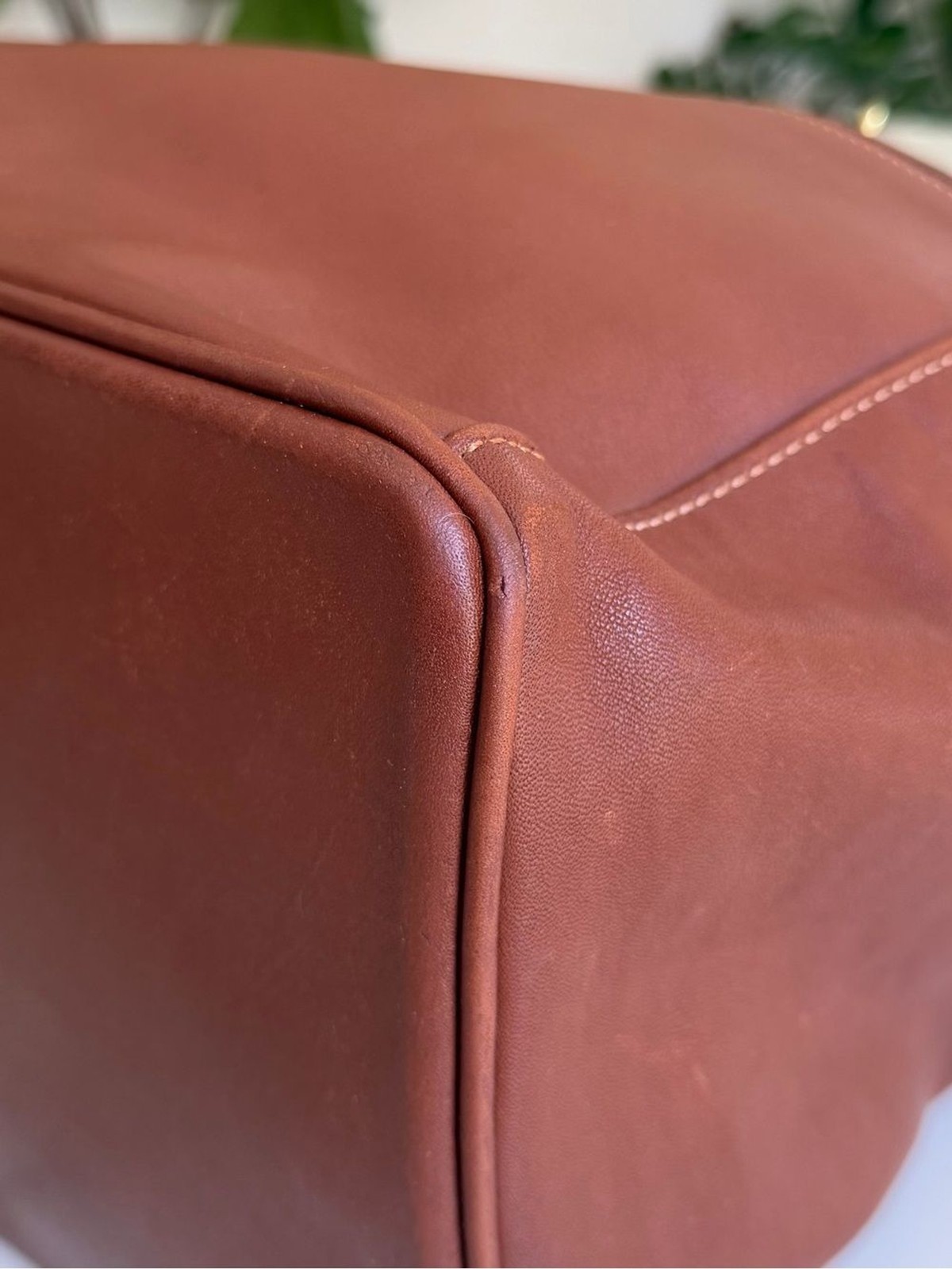 COACH Vintage Drawstring Buckle Backpack 0529 British Tan Leather USA 90’s 529