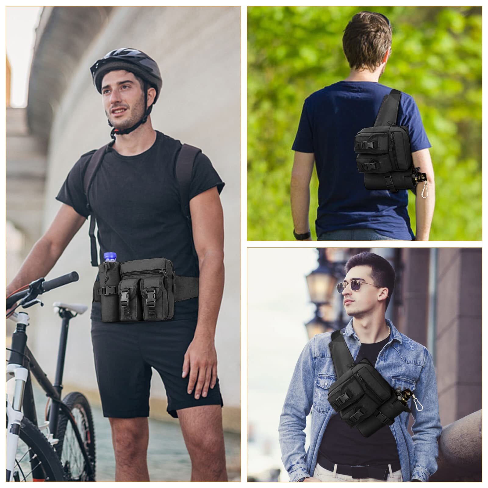 Tactical Waist Bag Military Fanny Pack Men Utility Bag with Water Bottle Holder
