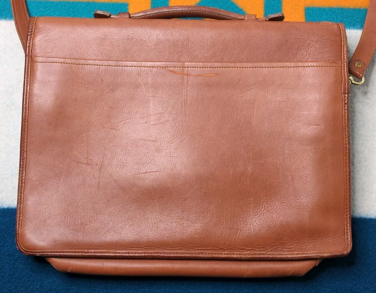 Vintage Coach British Tan Classic Portfolio Lock Briefcase Satchel Bag 16×12″