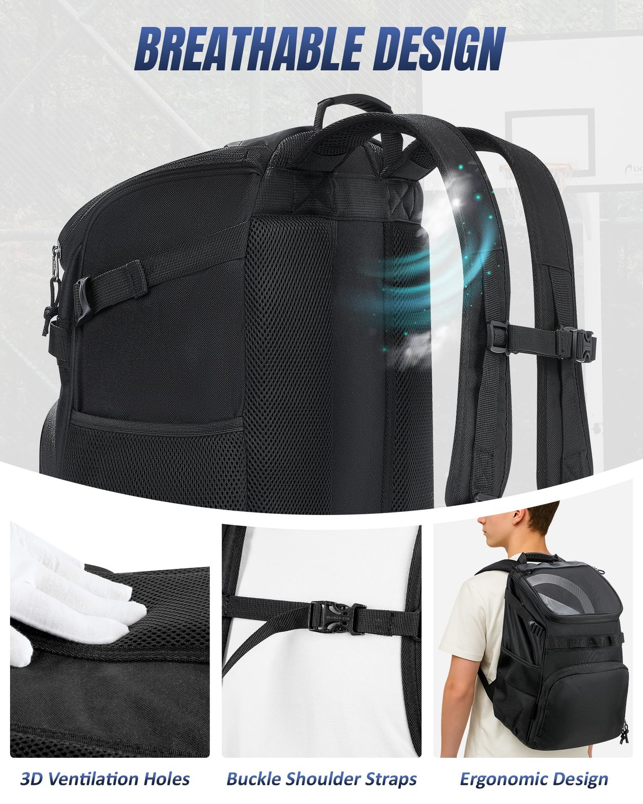 Basketball Bag Backpack with Ball Holder Multi-Sport Backpack for Soccer Voll…