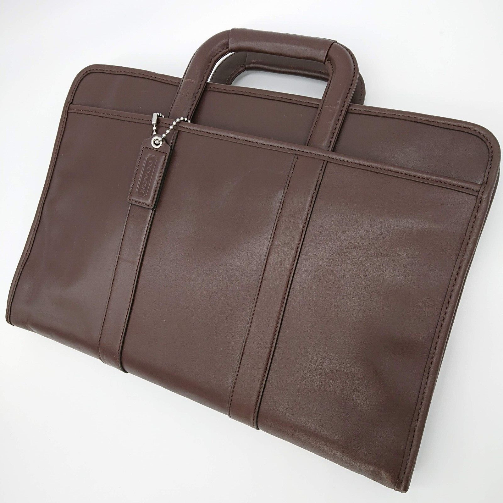 COACH Slim Brief Case Brown F70847 Leather Vintage Old Coach Made in China