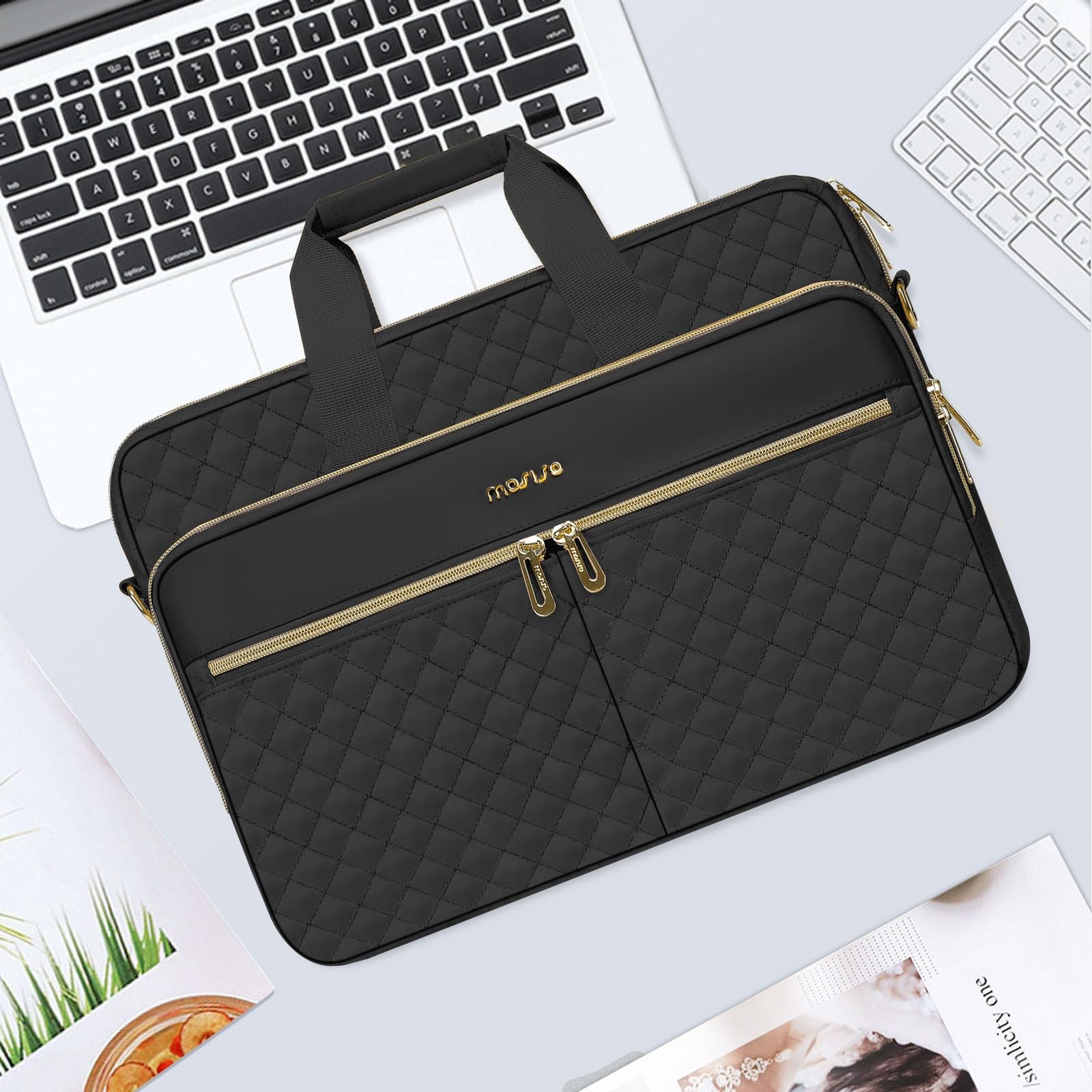 MOSISO 17-17.3 inch Laptop Bag, Briefcase Messenger 17.3 inch, Black