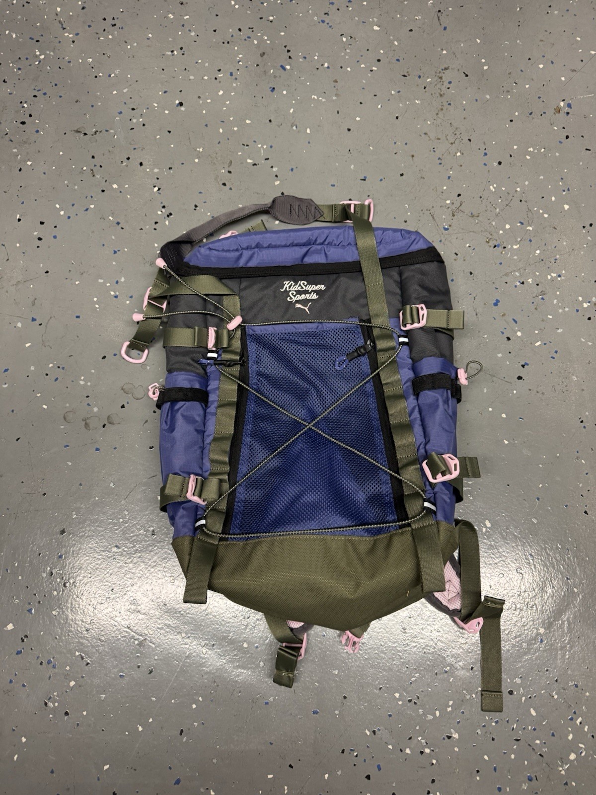 PUMA Kidsuper Backpack OSFA Travel Casual 09121301 New Sold Out Purple Green