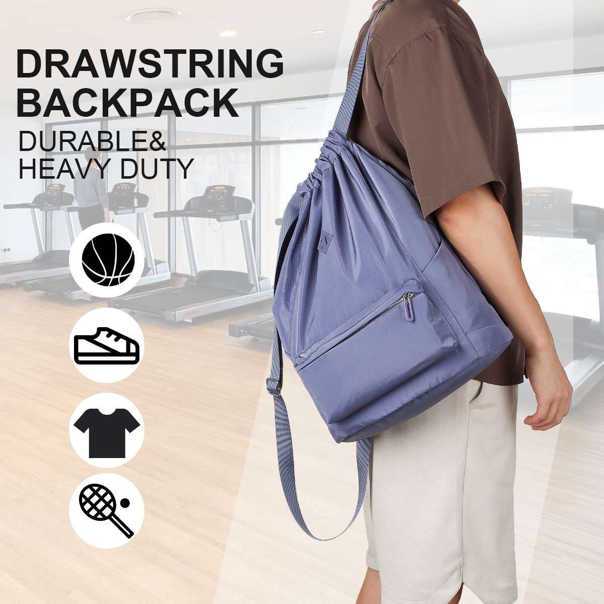 Drawstring Bag Gym Bag String Bag Sackpack Cinch Shoulder Backpack Waterproof US