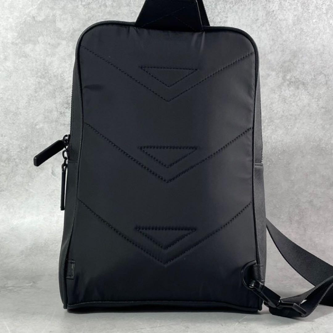 Extremely beautiful item Emporio Armani body bag Saffiano leather black
