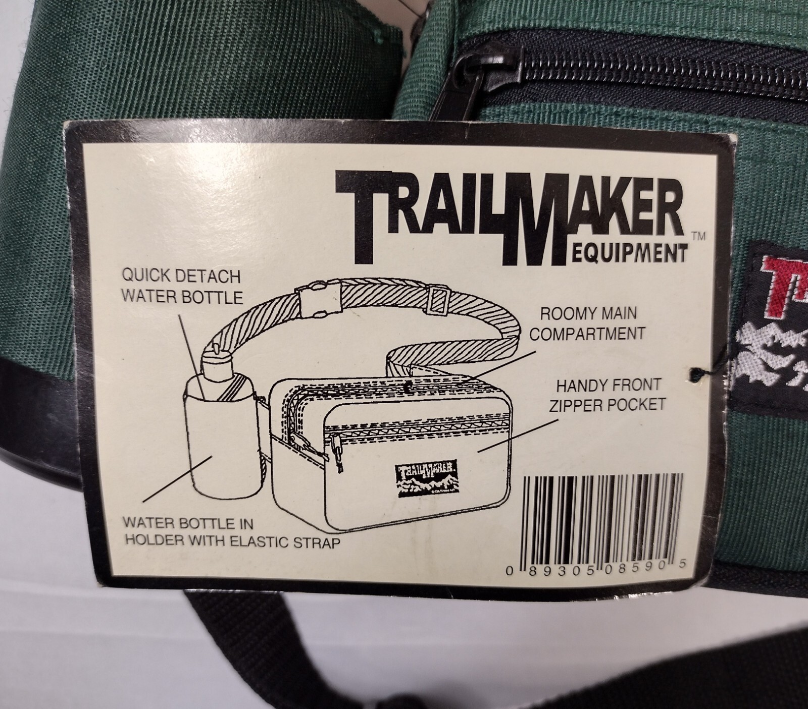 TRAILMAKER Waist Pack Bag Adjustable Strap Green Pockets Water Bottle, Fanny