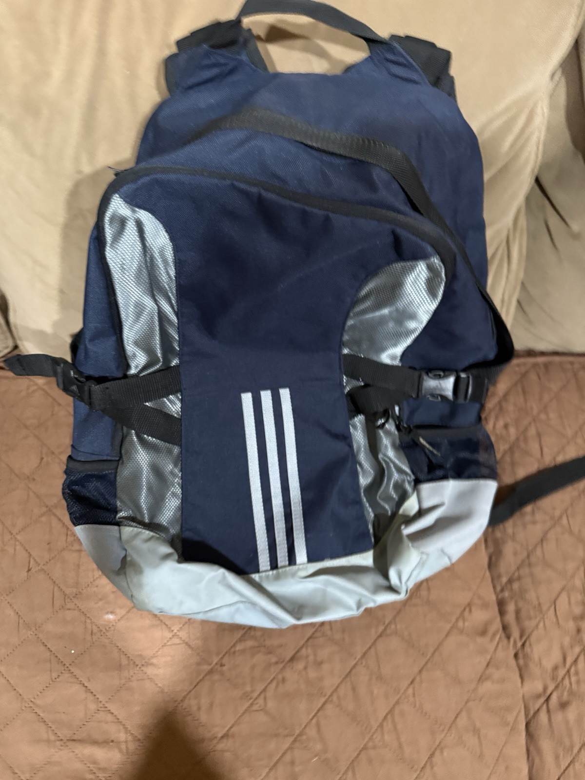 Adidas Golf Loadspring Backpack Navy Blue Gray Laptop Travel School Book Bag